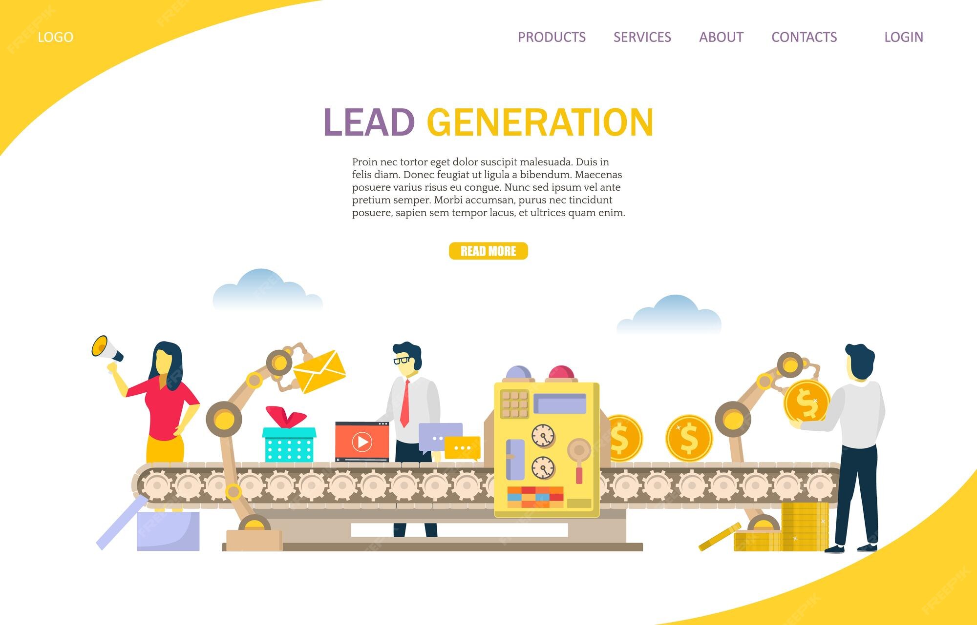 Premium Vector Lead generation vector website landing page design Premium Vector Lead generation vector website landing page design