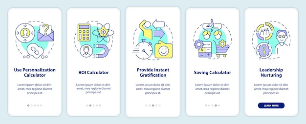 Schermata dell'app mobile per l'onboarding della fidelizzazione dei lead