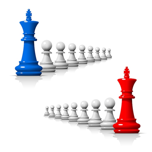 Лидер в игре в шахматы, бизнес-команда на белом фоне. векторная иллюстрация