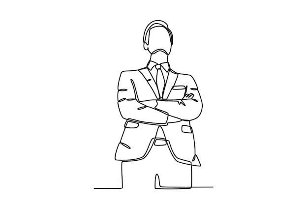 Premium Vector  A leader poses gallantly corporate leader oneline drawing