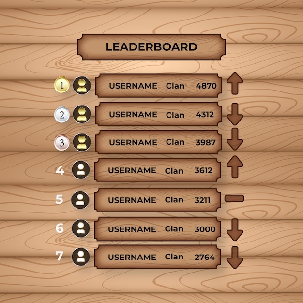 Leaderboard-illustratie met houten stijl