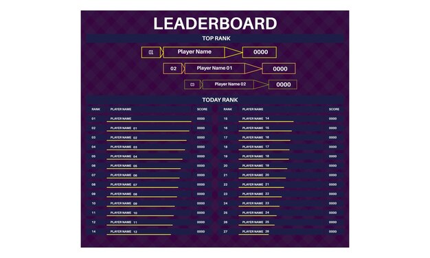 Vector leaderboard interface, game interface, game element, leaderboard with abstract bac