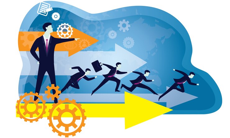 Vector leadership business concept. leader people icon typography