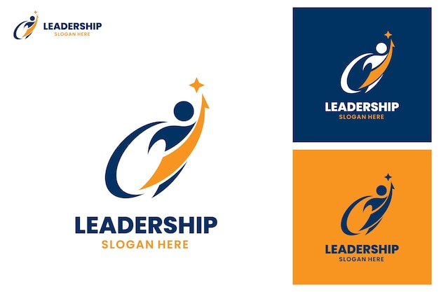 Modello di disegno vettoriale del logo di leadership