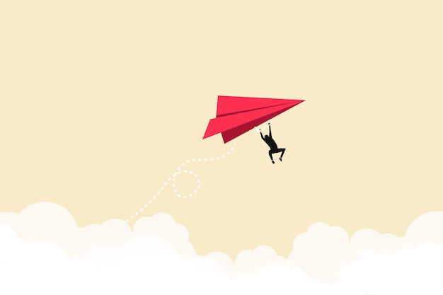 Leadership success concept red paper plane Think differently new idea, solution, ainnovation concept