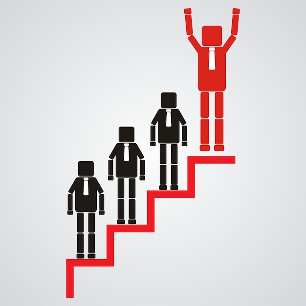 Leadership and teamwork concept The Business leader standing at top of podium Vector illustration