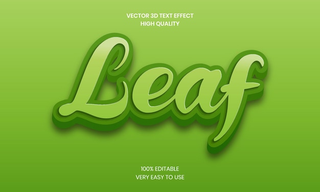 Leaf 3D bewerkbaar teksteffect Premium Vector