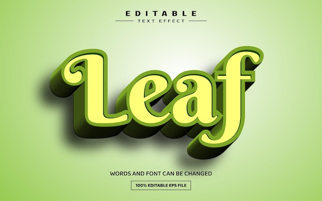 Vector leaf 3d bewerkbare teksteffectsjabloon