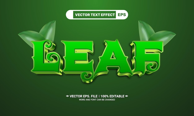 Vector leaf 3d editable text effect