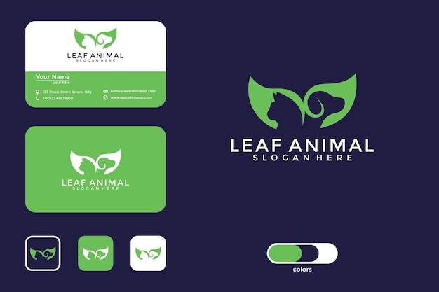 Leaf animal logo design and business card