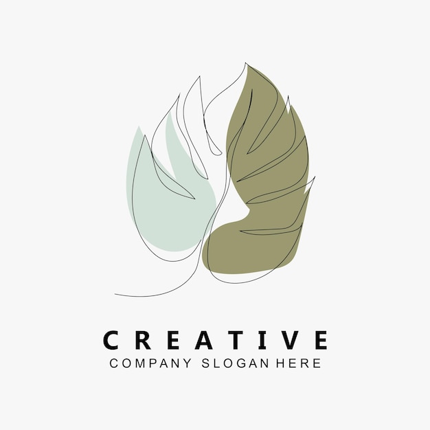 Leaf background logo design vector art icons in pastel colors