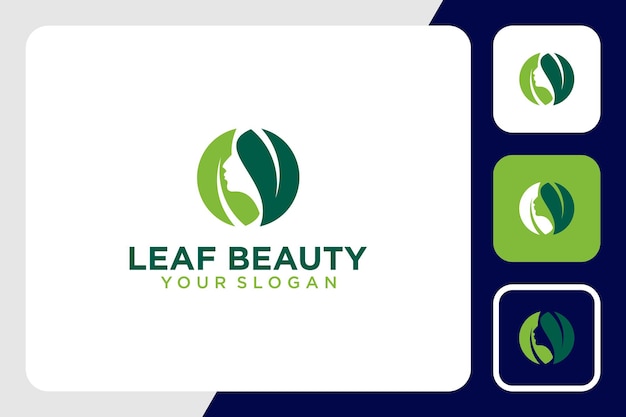 дизайн логотипа красоты листьев или лист с лицом