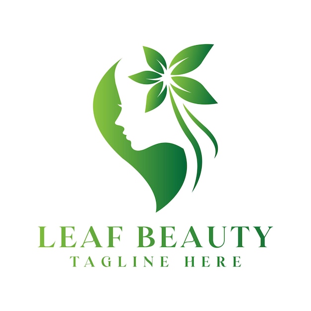 Leaf beauty logo design for natural beauty salon vector template