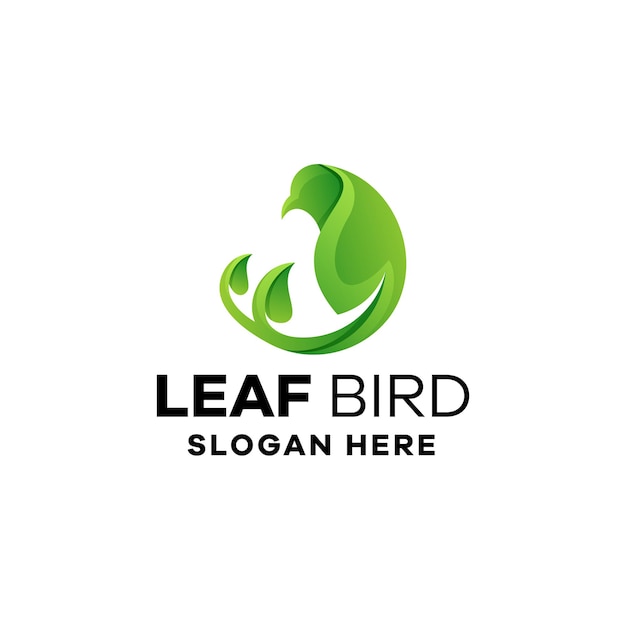 Leaf bird gradient logo template