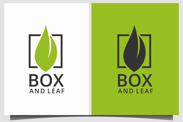 Leaf in box logo design vector template