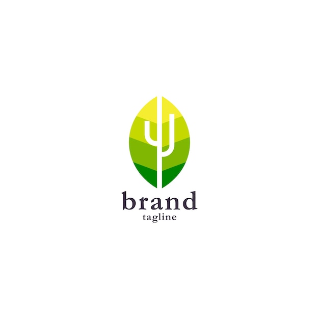 The leaf cactus logo icon design template vector