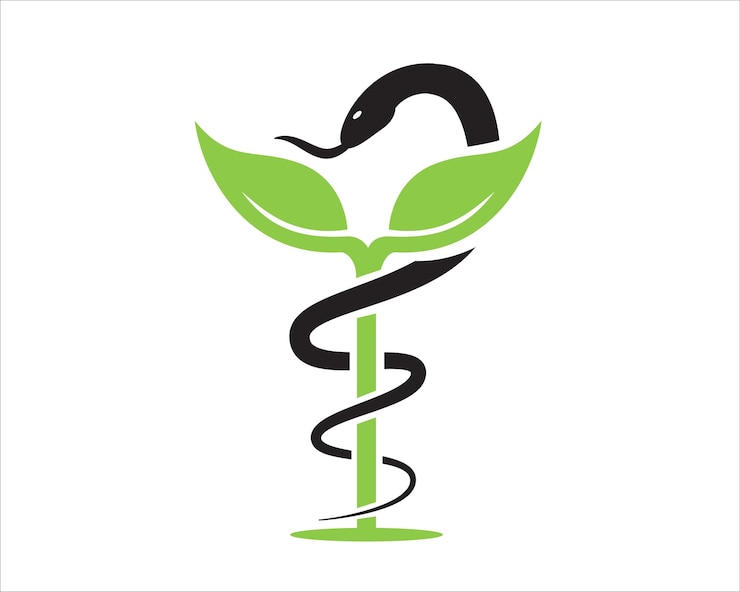 Vector leaf caduceus logo designs for medical service and consult