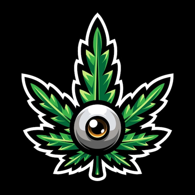 Vector leaf cannabis and the human eye, hemp icon. medical marijuana.