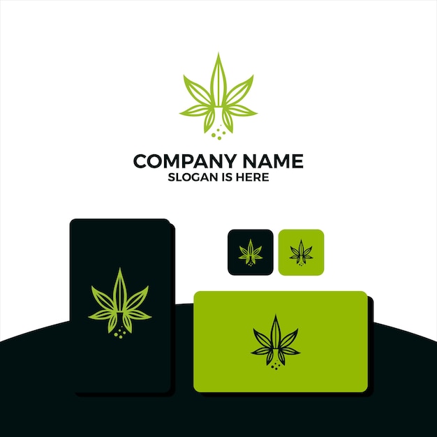 Leaf cannabis with lab bottle logo design inspiration