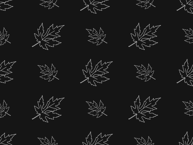 Leaf cartoon character seamless pattern on black background