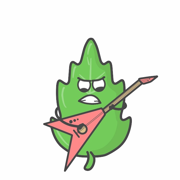 Leaf Character Flat Cartoon Vector Design Illustration
