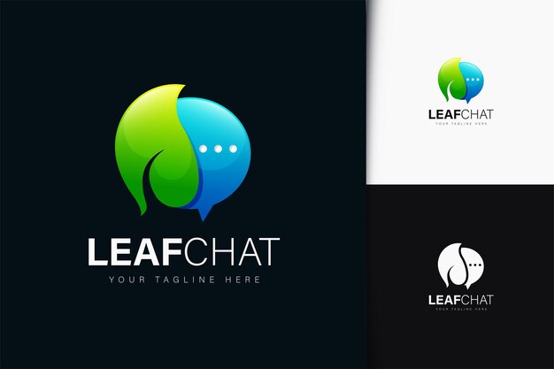 Дизайн логотипа Leaf chat с градиентом