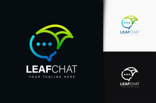 Leaf chat logo design with gradient