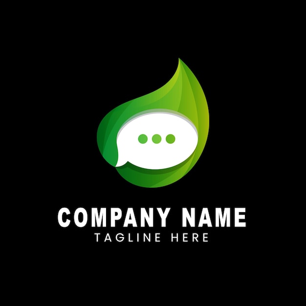 Leaf chat logo design with gradient