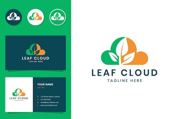 Leaf cloud negatieve ruimte logo ontwerp