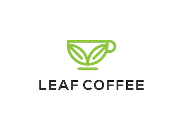 Leaf Coffee logo design vector illustration