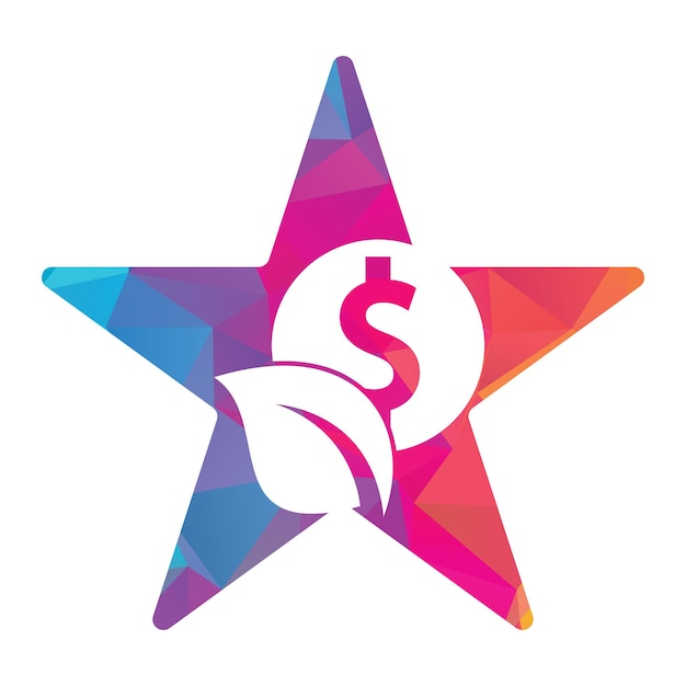 Leaf coin star shape concept vector logo icon