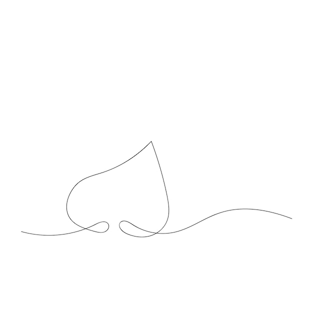 Leaf drawing in one line on a white background