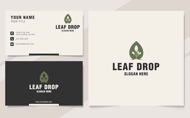 Leaf drop logo template on monogram style