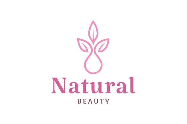 Leaf and droplet logo for beauty industry