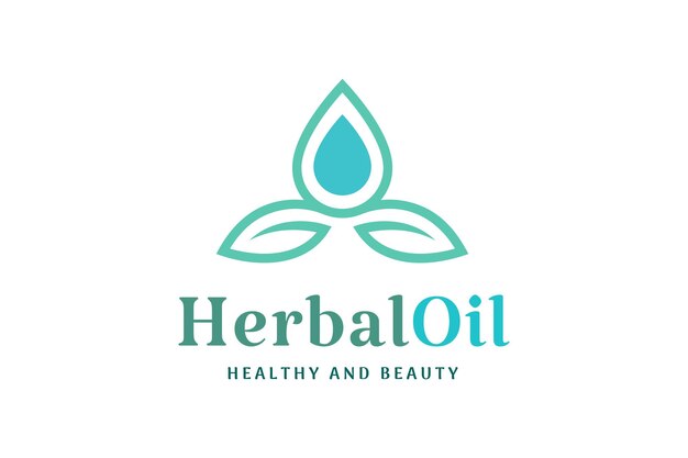 Leaf and droplet logo in simple and modern shape for beauty care and health