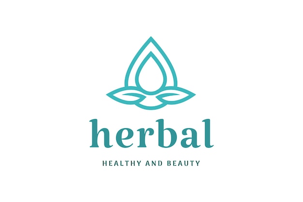 leaf and droplet logo in simple and modern shape for beauty care and health