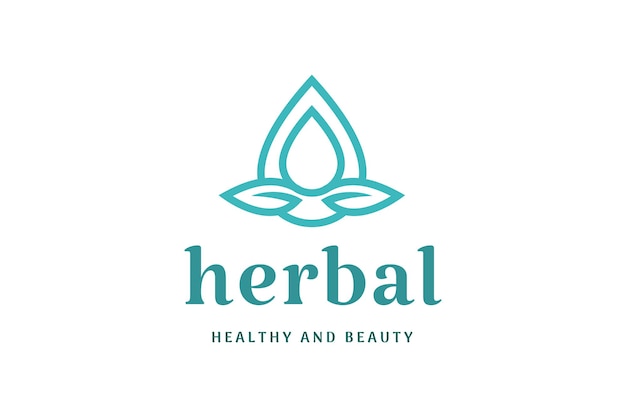 Vector leaf and droplet logo in simple and modern shape for beauty care and health