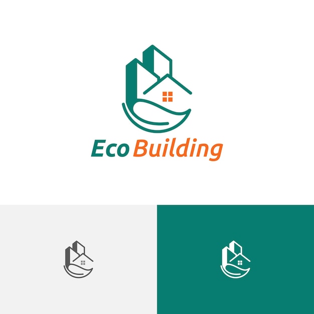 Leaf Eco Building House Hotel Flat Apartment Simple Modern Logo