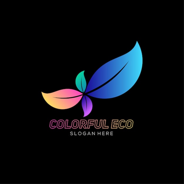 Leaf eco logo colorful design gradient