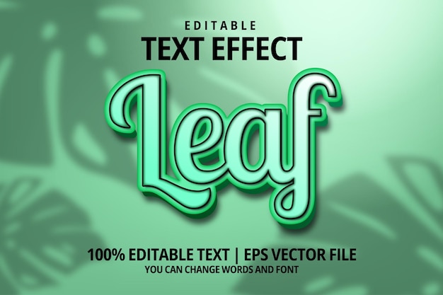 Leaf editable text style effect with shadow overlay background