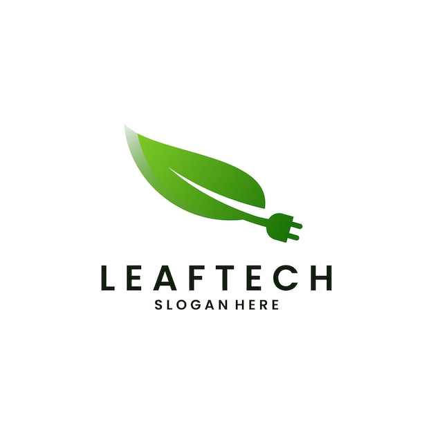 Leaf electrict logo ontwerp modern concept blad met socket logo ontwerp op geïsoleerde achtergrond