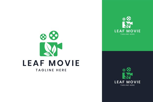 Leaf film negatieve ruimte logo ontwerp