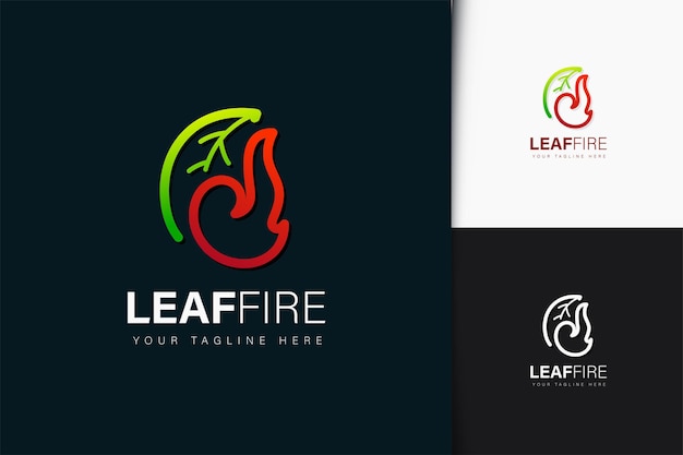 Дизайн логотипа leaf fire с градиентом