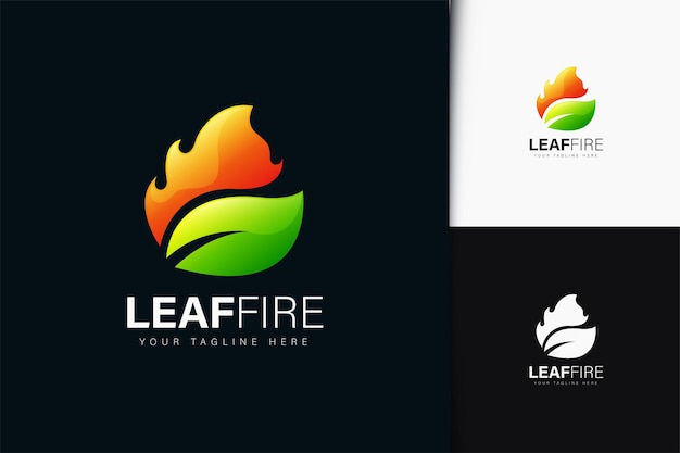 Leaf fire logo-ontwerp met verloop