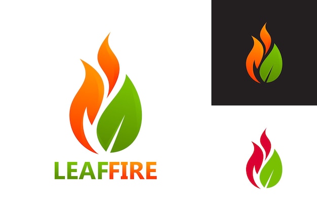 Foglia fire logo template design vettoriale, emblema, concetto di design, simbolo creativo, icona