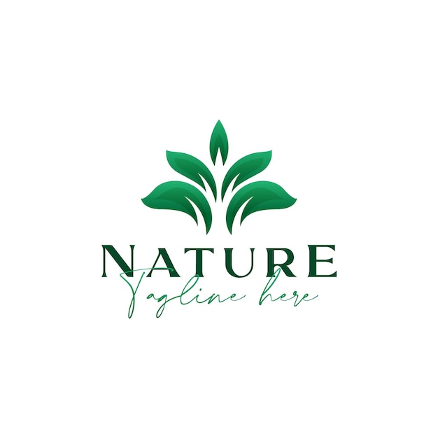 Шаблон логотипа зеленый градиент лист цветок, изолированные на белом фоне