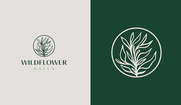 Leaf Flower Plant Handdrawn Logo Icon Universal creative premium symbol Vector sign icon logo template Vector illustration