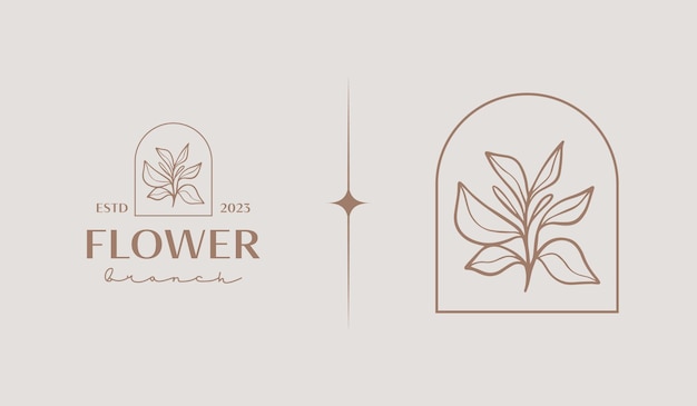 Vector leaf flower tree monoline universal creative premium symbol vector sign icon logo template vector illustration