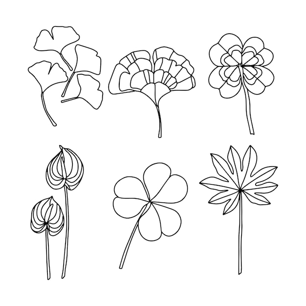 leaf flowers outline vector bundle