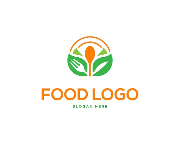 Leaf food logo design concept vector template